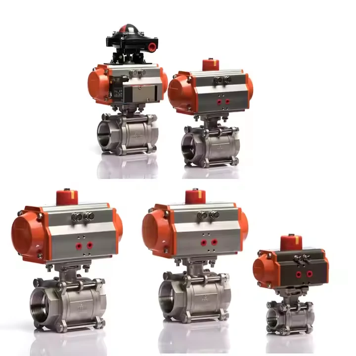 Pneumatické ovladač Vnitřní vlákno Nerezová ocel 316 3 PCS Pneumatické obousměrné kulové ventil